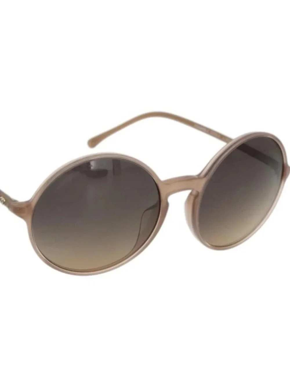 CHANEL COCO Mark Sunglasses plastic Beige CC Auth 176077A